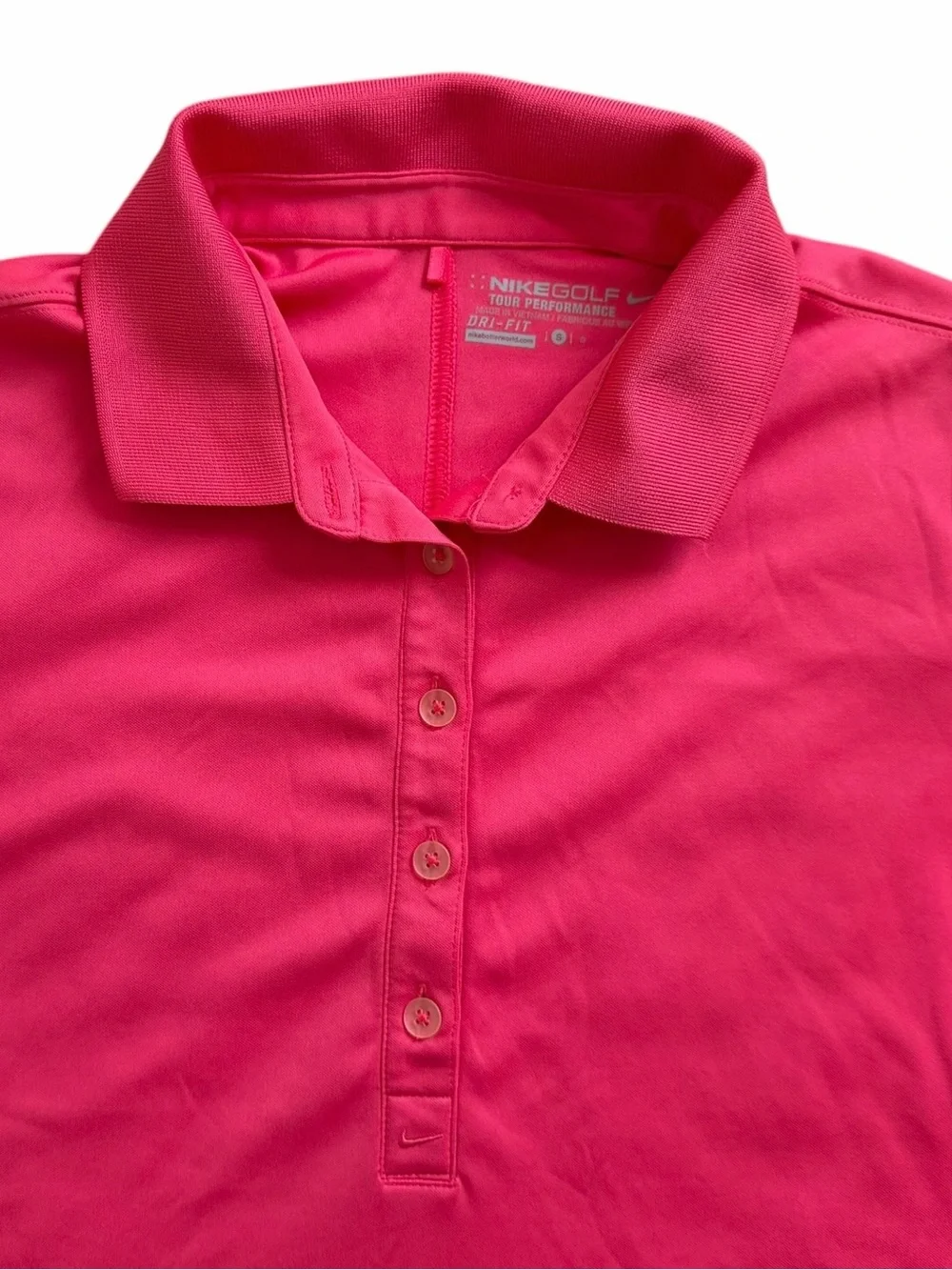 Nike Dri Fit Golf Performance Polo Shirt Womens Small Pink Short Sleeve Stretch